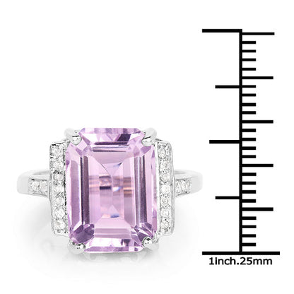 6.33 Carat Genuine Amethyst &amp; White Topaz .925 Sterling Silver Ring  DestGlow