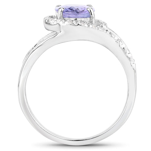 1.82 Carat Genuine Tanzanite and White Zircon .925 Sterling Silver Ring by Bids.com