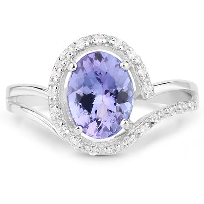 1.82 Carat Genuine Tanzanite and White Zircon .925 Sterling Silver Ring by Bids.com