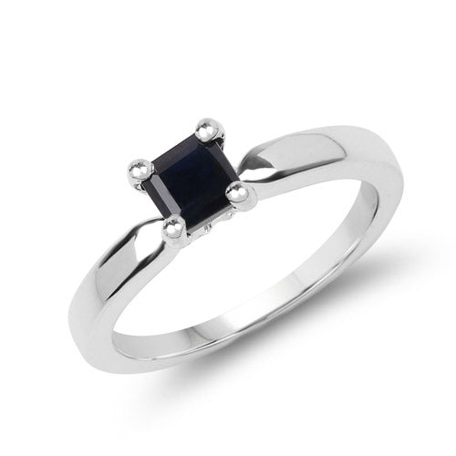 0.63 Carat Genuine Black Sapphire .925 Sterling Silver Ring  DestGlow