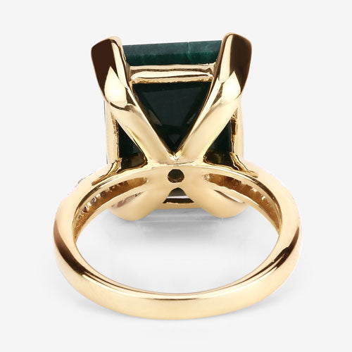 7.64 Carat Dyed Emerald and White Diamond .925 Sterling Silver Ring by Bids.com