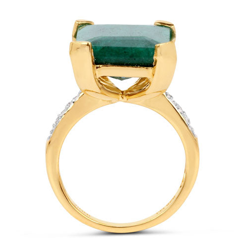 7.64 Carat Dyed Emerald and White Diamond .925 Sterling Silver Ring by Bids.com