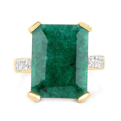7.64 Carat Dyed Emerald and White Diamond .925 Sterling Silver Ring by Bids.com