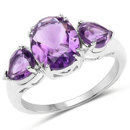 3.11 Carat Genuine Amethyst .925 Sterling Silver Ring  DestGlow