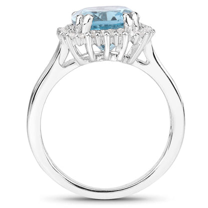 4.32 Carat Genuine Blue Topaz and White Zircon .925 Sterling Silver Ring by Bids.com
