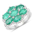 3.33 Carat Genuine Zambian Emerald and White Zircon .925 Sterling Silver Ring 