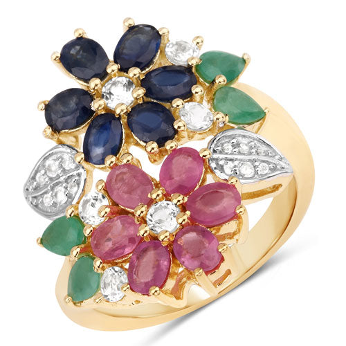 3.65 Carat Genuine Multi Stones .925 Sterling Silver Ring by Bids.com