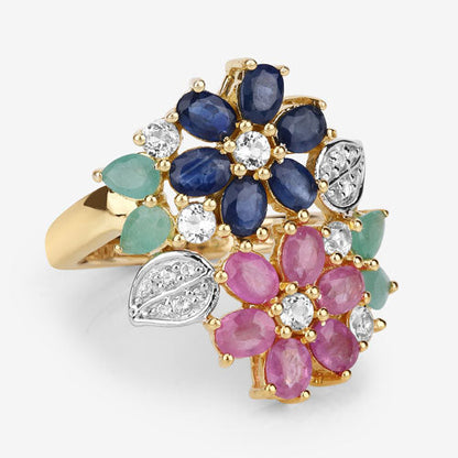 3.65 Carat Genuine Multi Stones .925 Sterling Silver Ring by Bids.com