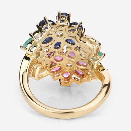 3.65 Carat Genuine Multi Stones .925 Sterling Silver Ring by Bids.com