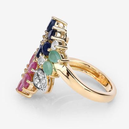 3.65 Carat Genuine Multi Stones .925 Sterling Silver Ring by Bids.com