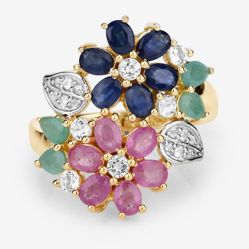 3.65 Carat Genuine Multi Stones .925 Sterling Silver Ring by Bids.com