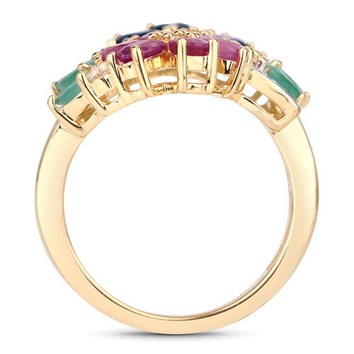 3.65 Carat Genuine Multi Stones .925 Sterling Silver Ring by Bids.com