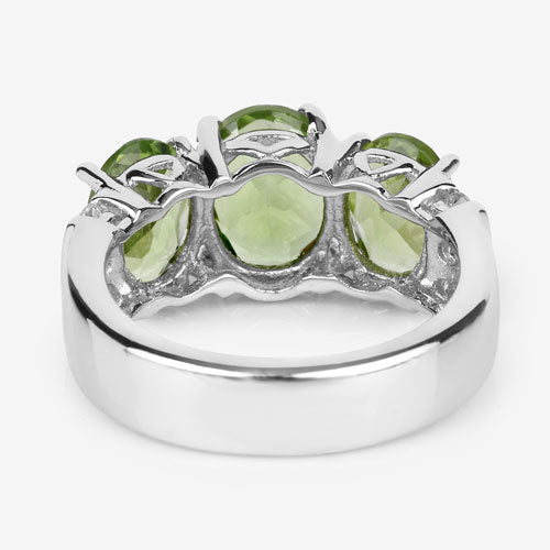 4.14 Carat Genuine Peridot and White Topaz .925 Sterling Silver Ring by Bids.com