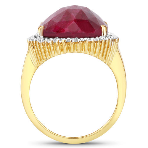 19.11 Carat Dyed Ruby and White Topaz .925 Sterling Silver Ring by Bids.com