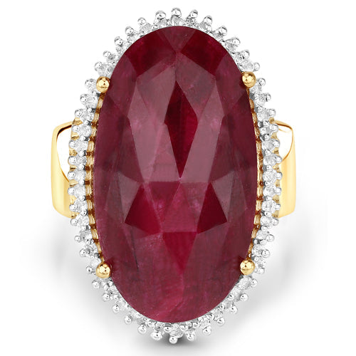 19.11 Carat Dyed Ruby and White Topaz .925 Sterling Silver Ring by Bids.com