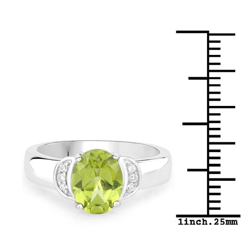 1.76 Carat Genuine Peridot and White Zircon .925 Sterling Silver Ring by Bids.com