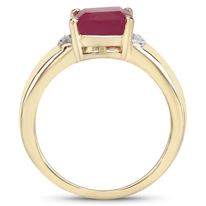 3.44 Carat Glass Filled Ruby and White Topaz .925 Sterling Silver Ring by Bids.com