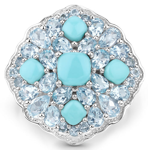 6.18 Carat Genuine Turquoise and Blue Topaz .925 Sterling Silver Ring by Bids.com