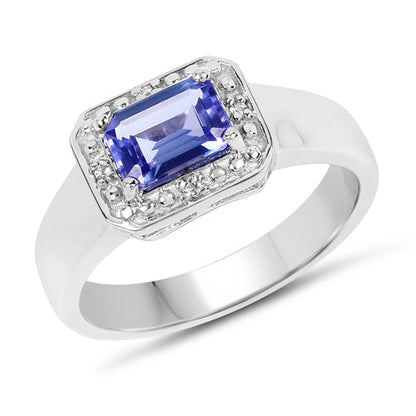 1.12 Carat Genuine Tanzanite and White Topaz .925 Sterling Silver Ring by Bids.com