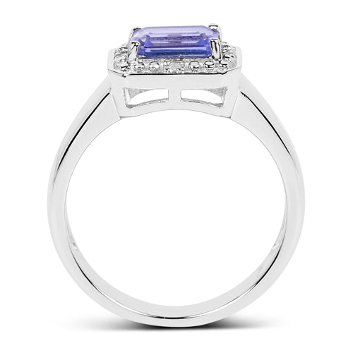 1.12 Carat Genuine Tanzanite and White Topaz .925 Sterling Silver Ring by Bids.com