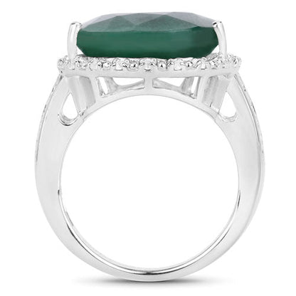 13.05 Carat Dyed Emerald and White Topaz .925 Sterling Silver Ring by Bids.com