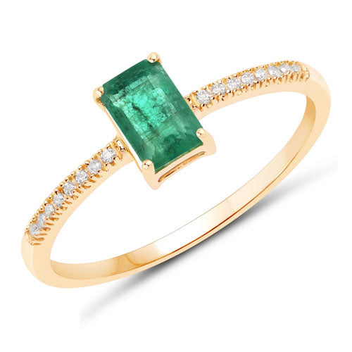 0.59 Carat Genuine Zambian Emerald and White Diamond 14K Yellow Gold Ring by Bids.com