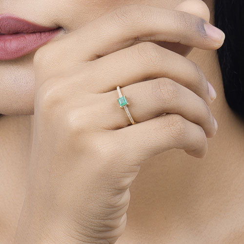 0.59 Carat Genuine Zambian Emerald and White Diamond 14K Yellow Gold Ring by Bids.com