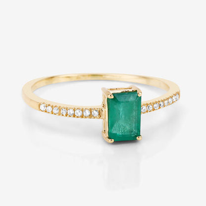0.59 Carat Genuine Zambian Emerald and White Diamond 14K Yellow Gold Ring by Bids.com