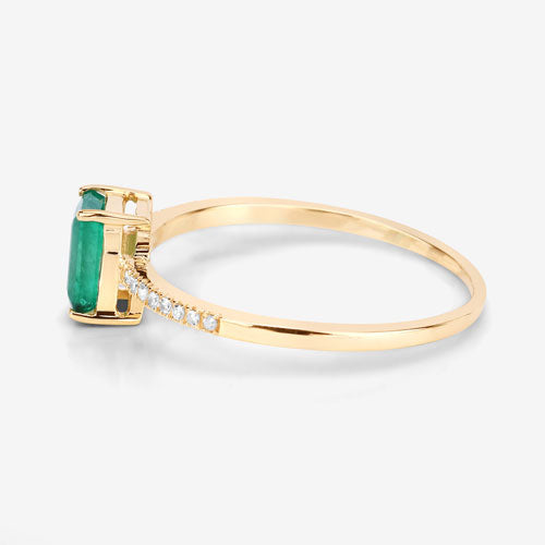 0.59 Carat Genuine Zambian Emerald and White Diamond 14K Yellow Gold Ring by Bids.com