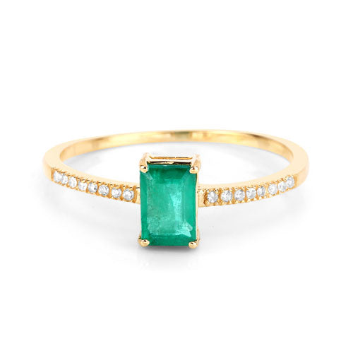 0.59 Carat Genuine Zambian Emerald and White Diamond 14K Yellow Gold Ring by Bids.com