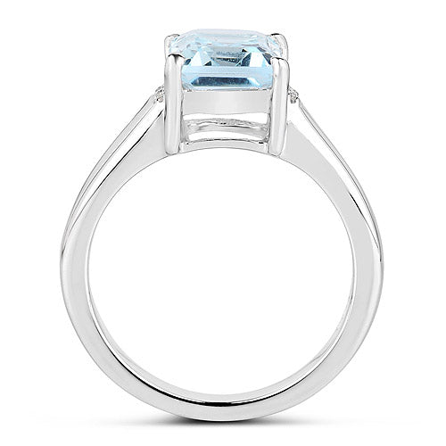 2.64 Carat Genuine Blue Topaz and White Topaz .925 Sterling Silver Ring by Bids.com