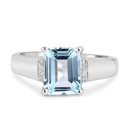 2.64 Carat Genuine Blue Topaz and White Topaz .925 Sterling Silver Ring by Bids.com