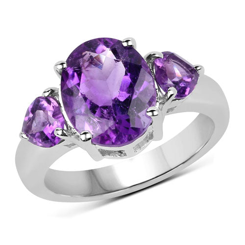 4.06 Carat Genuine Amethyst .925 Sterling Silver Ring  DestGlow