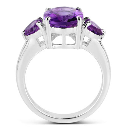 4.06 Carat Genuine Amethyst .925 Sterling Silver Ring  DestGlow