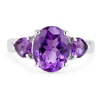 4.06 Carat Genuine Amethyst .925 Sterling Silver Ring  DestGlow