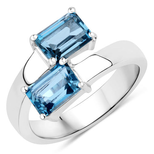 2.40 Carat Genuine London Blue Topaz .925 Sterling Silver Ring by Bids.com