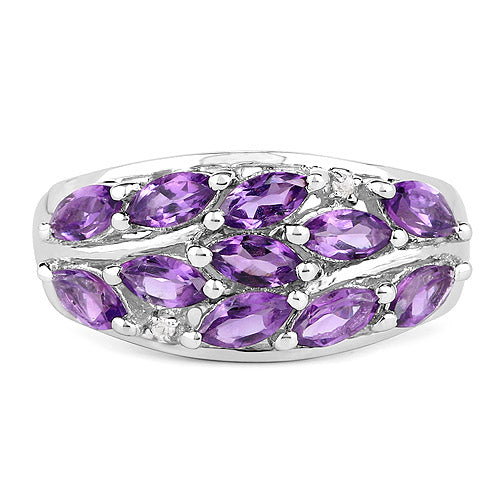 1.67 Carat Genuine Amethyst and White Topaz .925 Sterling Silver Ring by Bids.com