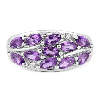 1.67 Carat Genuine Amethyst and White Topaz .925 Sterling Silver Ring by Bids.com