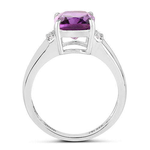 2.65 Carat Genuine  Amethyst and White Topaz .925 Sterling Silver Ring  DestGlow