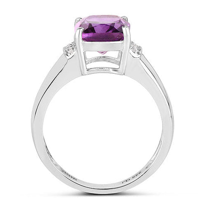 2.65 Carat Genuine  Amethyst and White Topaz .925 Sterling Silver Ring  DestGlow