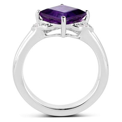 2.55 Carat Genuine Amethyst and White Topaz .925 Sterling Silver Ring by Bids.com