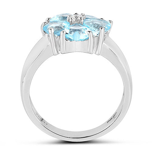 2.58 Carat Genuine Blue Topaz and White Topaz .925 Sterling Silver Ring by Bids.com