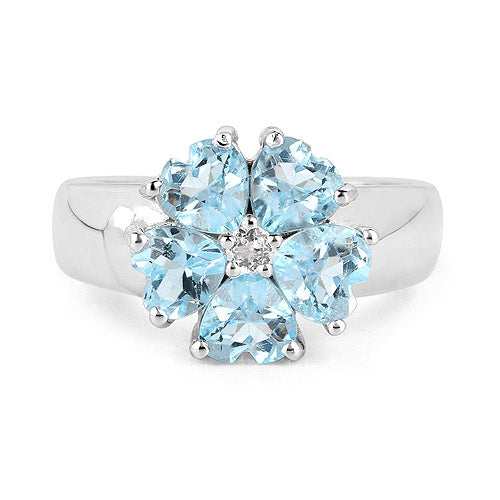 2.58 Carat Genuine Blue Topaz and White Topaz .925 Sterling Silver Ring by Bids.com