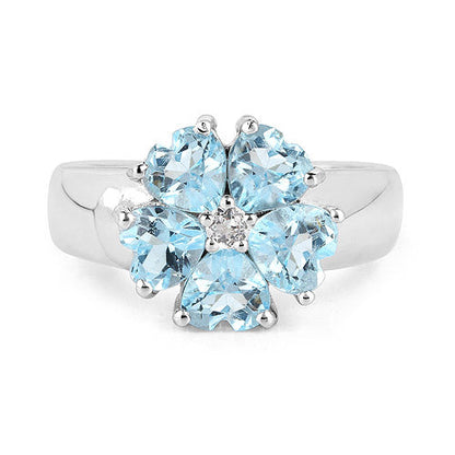 2.58 Carat Genuine Blue Topaz and White Topaz .925 Sterling Silver Ring by Bids.com