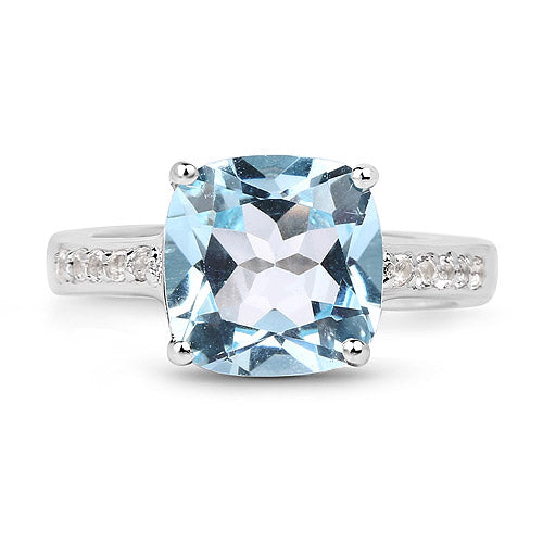 4.62 Carat Genuine Blue Topaz and White Topaz .925 Sterling Silver Ring by Bids.com