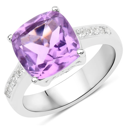 3.97 Carat Genuine Pink Amethyst and White Topaz .925 Sterling Silver Ring by Bids.com
