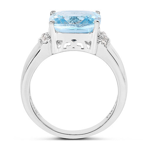 4.58 Carat Genuine Blue Topaz and White Topaz .925 Sterling Silver Ring by Bids.com