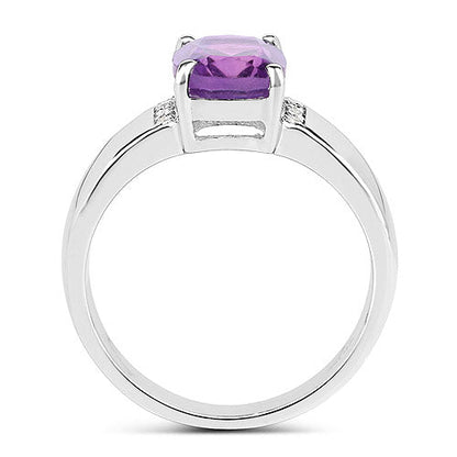 1.85 Carat Genuine  Amethyst and White Topaz .925 Sterling Silver Ring  DestGlow