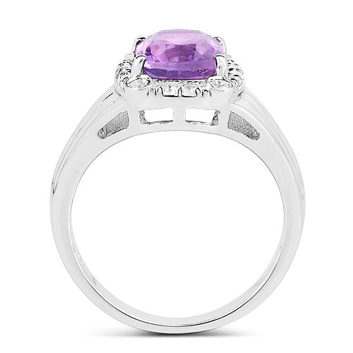 2.13 Carat Genuine Amethyst and White Topaz .925 Sterling Silver Ring by Bids.com