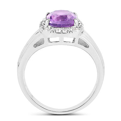 2.13 Carat Genuine Amethyst and White Topaz .925 Sterling Silver Ring by Bids.com